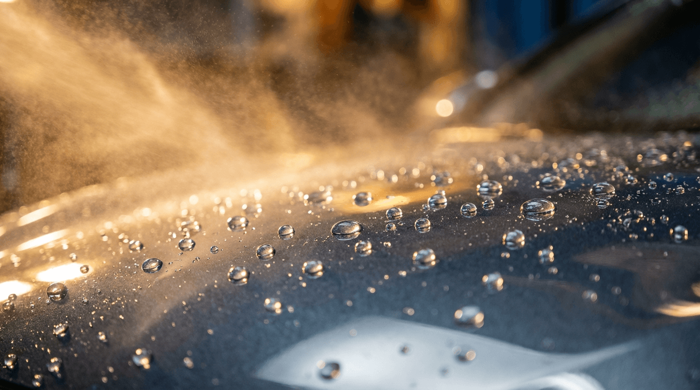 Vinyl wrap application on car hood