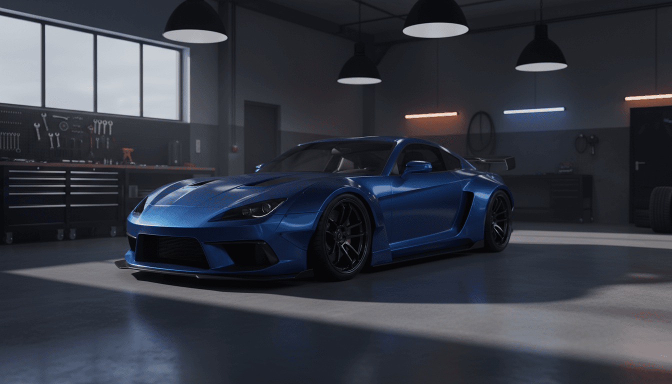 Body kit installation in progress on car